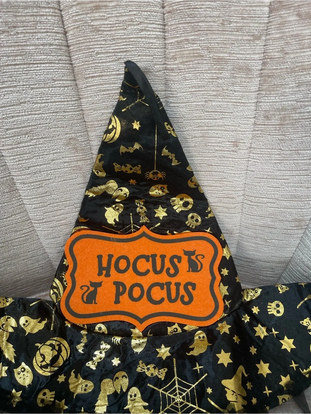 Hocus Pocus Black and Orange Witch Hat Home Accent
